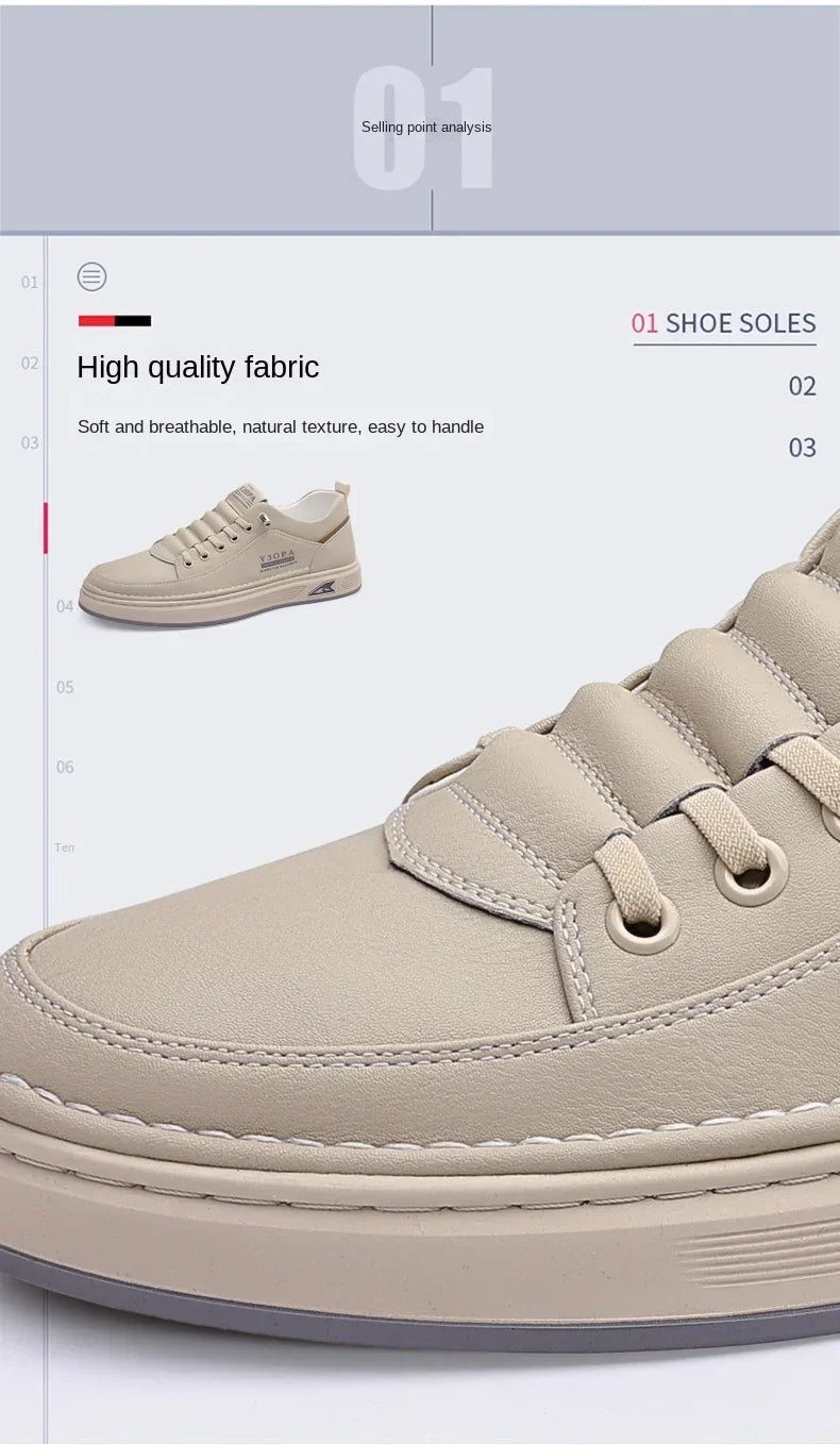 Men's Breathable Slip On Casual Leather Sneakers