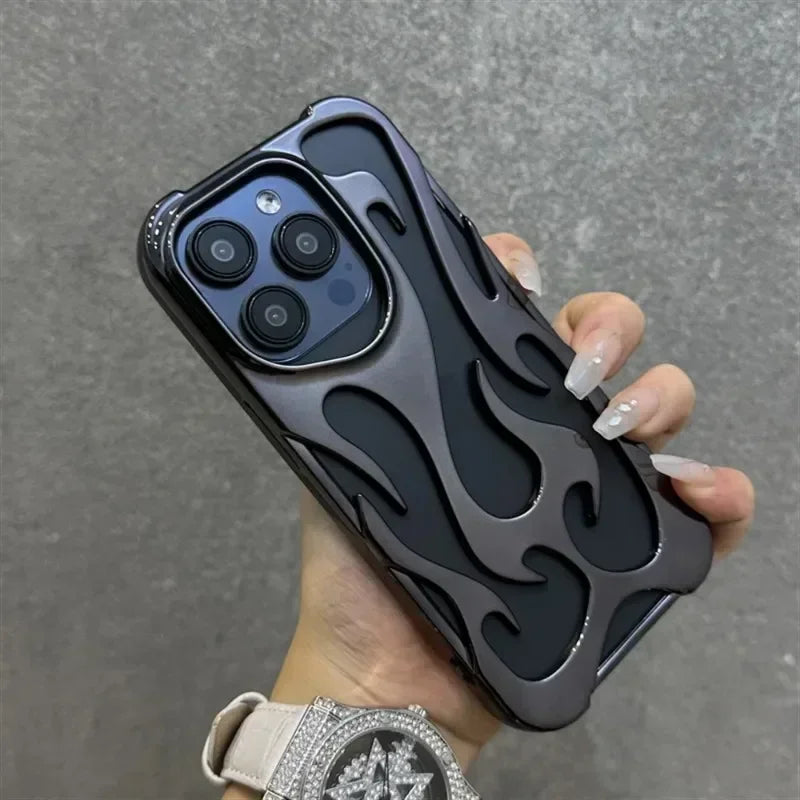 Matte 3D Hollow Flame Phone Case For iPhone