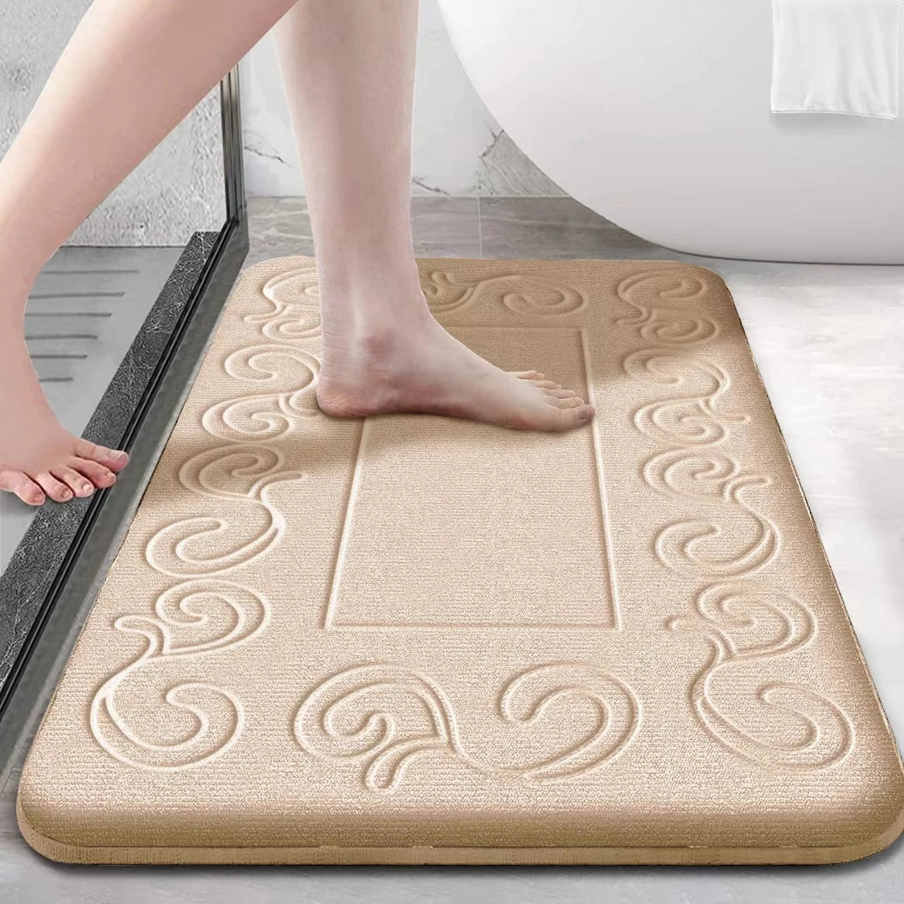 Rose Themed Anti Skid Bathroom Mat