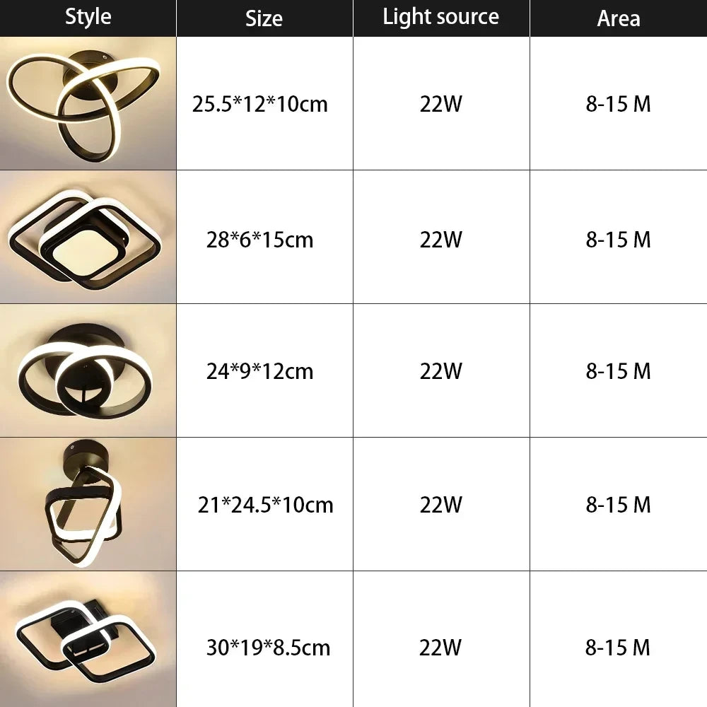 Plafonnier LED carré et double anneau