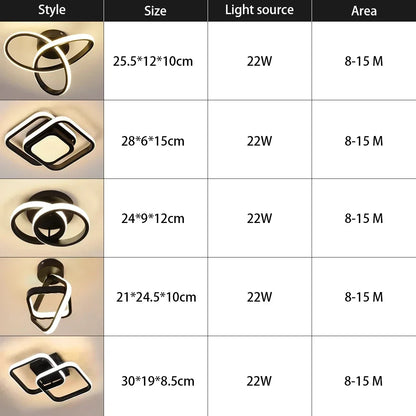 Plafonnier LED carré et double anneau