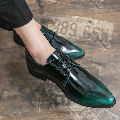 Grüne Oxford-Schuhe aus Leder für Herren