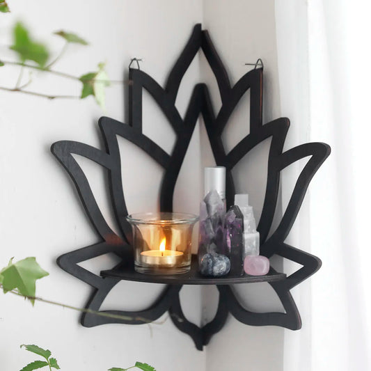 Décoration murale avec étagère d'angle en cristal Lotus