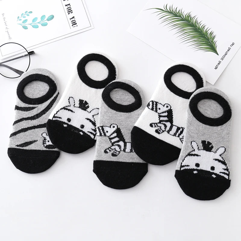 5 Paar Socken mit Animalprint für Kinder
