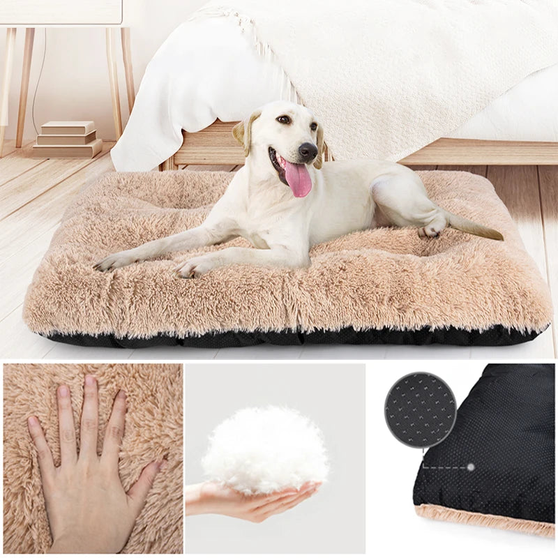 Grand lit pour chien anti-anxiété en peluche lavable
