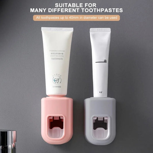 Wall-Mount Toothpaste Dispenser & Toothbrush Holder