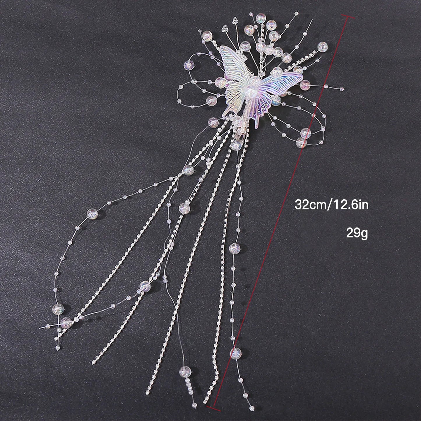 Women's Mermaid Pearl Butterfly Fairy Tassel Hair Clips