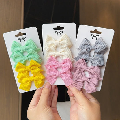 4-Piece Cotton Dot Printed Hair Clips Set