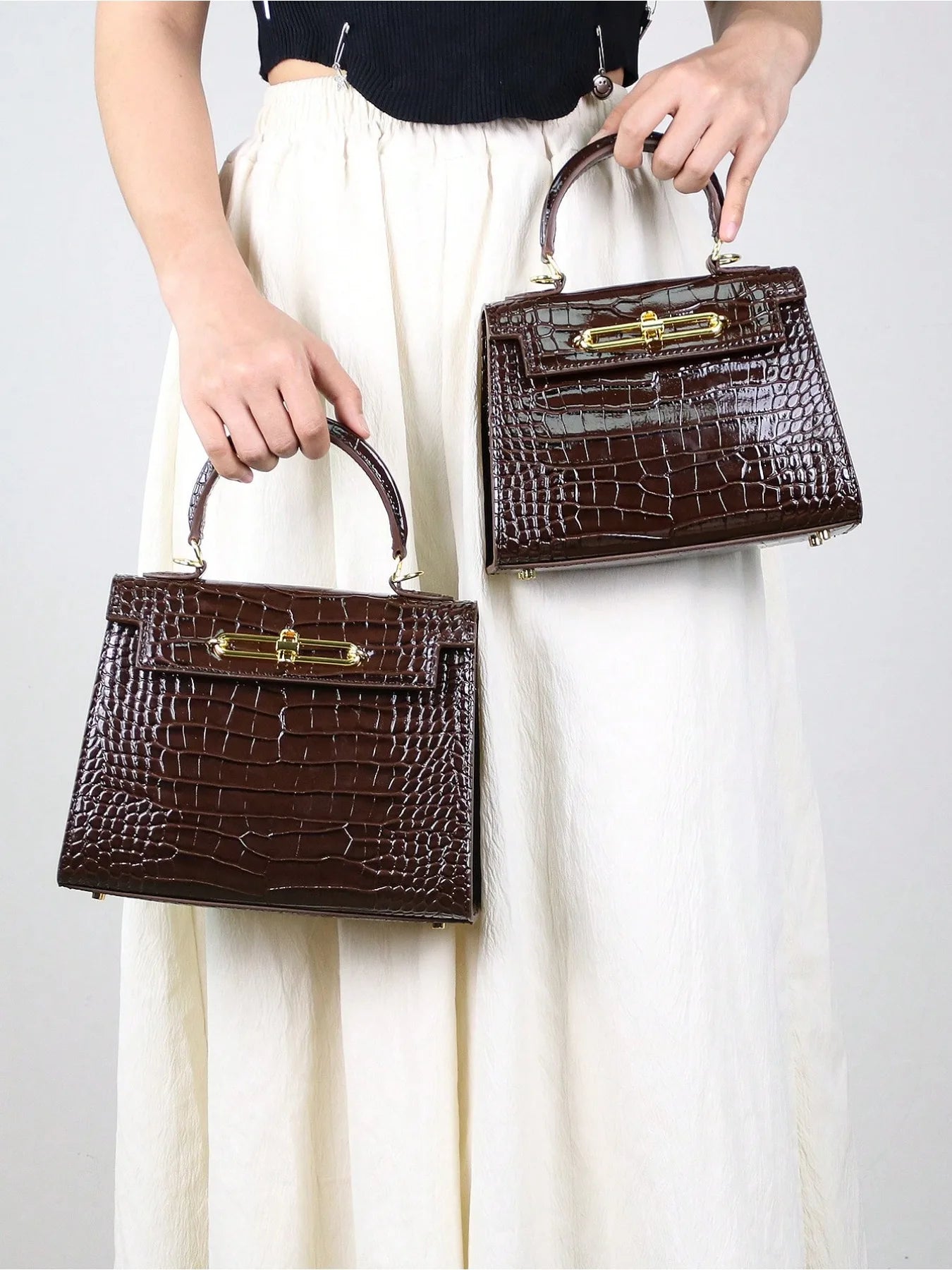 Crocodile Pattern Shoulder Zipper Retro Bag