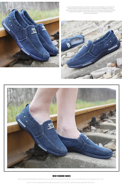 Men's Slip On Denim Canvas High Top Sneakers