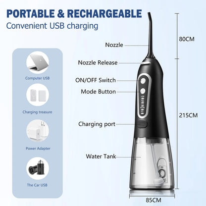 Nettoyeur dentaire portatif de dents de l'eau de Flosser de l'eau rechargeable d'USB