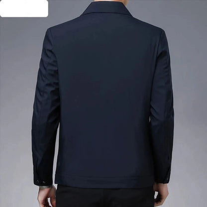 New Turn-down Collar Men's Jacket - Casual Solid Color Jacket for Men