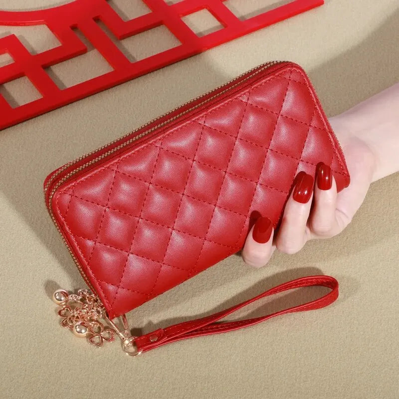 Women's Simple Sewing Line Zipper Coin Clutches