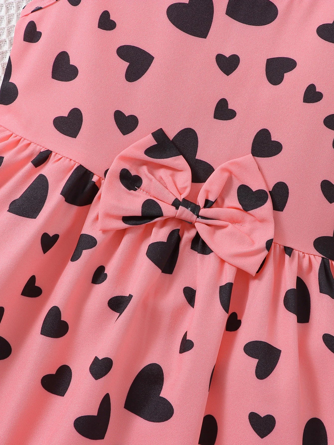 Girls' Love Heart Print Sleeveless Dress