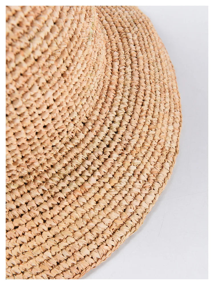 Women's Beach Sun Floppy Fisherman Crochet Straw Hat