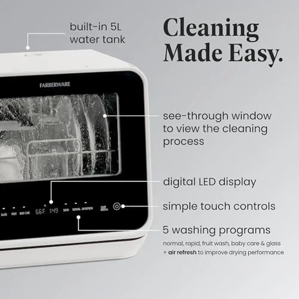 Portable Touch Screen Kitchen Countertop Dishwasher