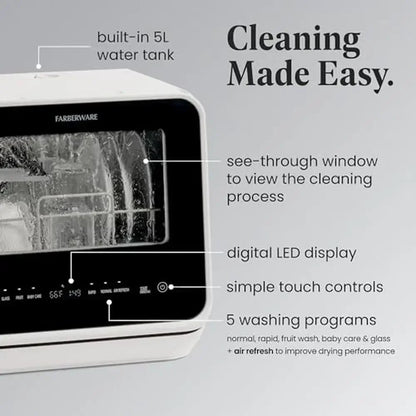 Portable Touch Screen Kitchen Countertop Dishwasher