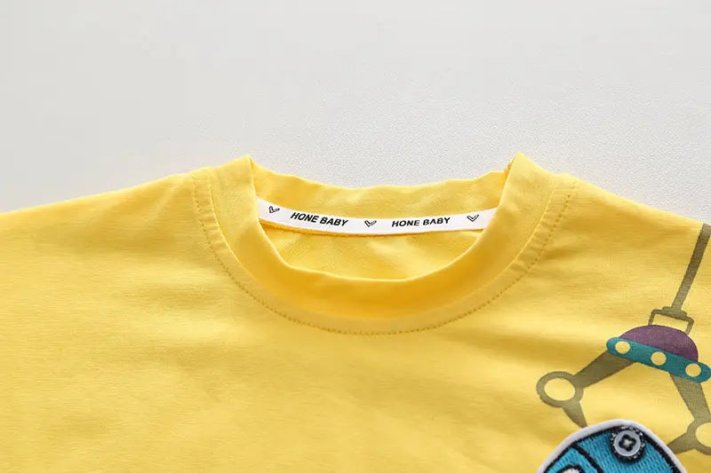 Baby Short Sleeve Round Neck Beach Printed T-shirt & Shorts