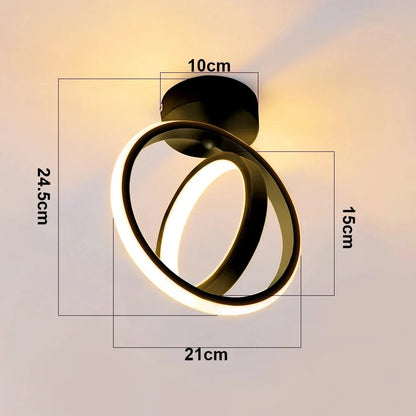 Plafonnier LED carré et double anneau