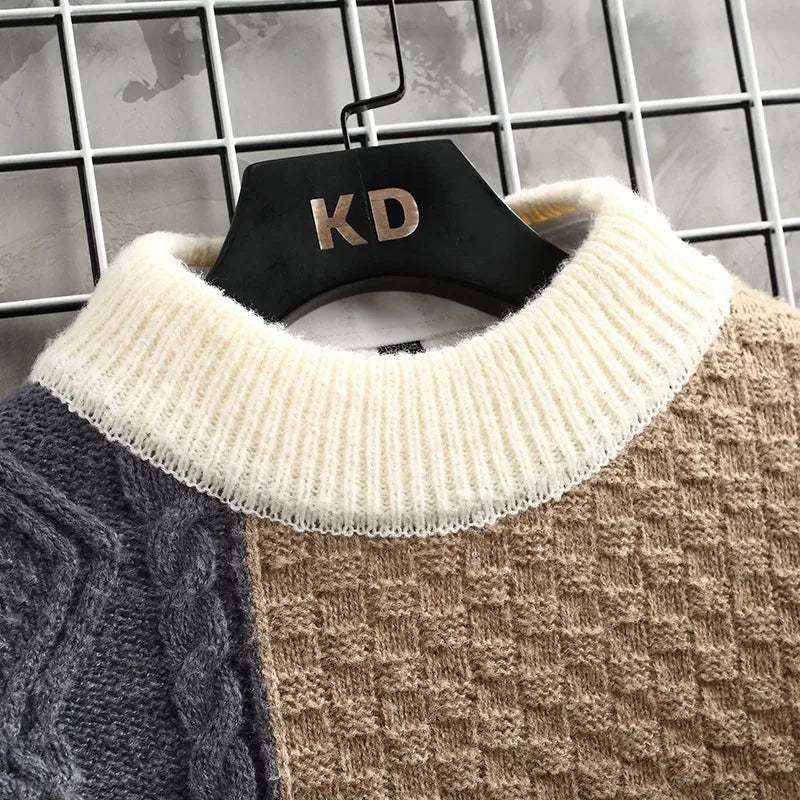 Patchwork O Neck Casual Sweaters for Man