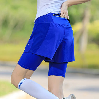 Short d'entraînement 2 en 1 taille haute pour femme