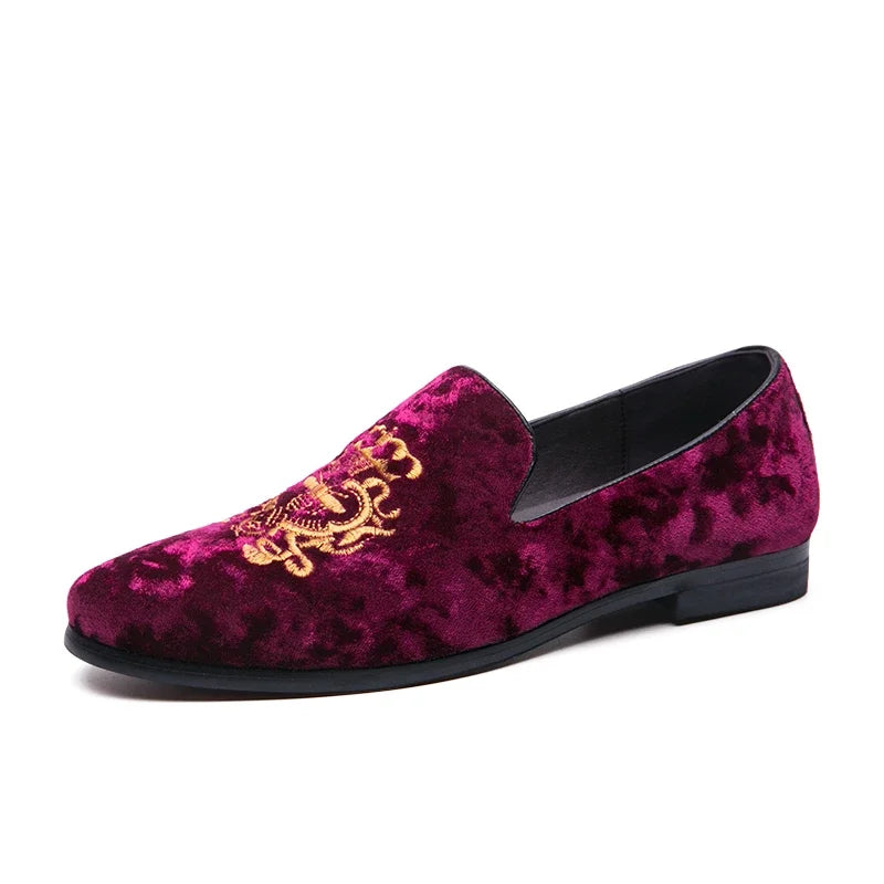Embroidered Suede Moccasins Men’s Loafers