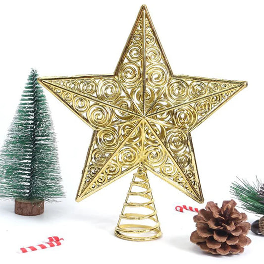 Glitter Golden Star Home Xmas Christmas Tree Topper