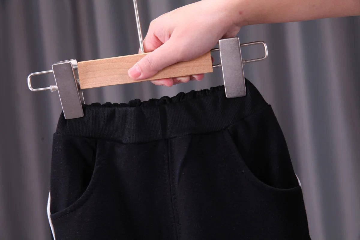 Kid's Spring Autumn Cartoon Print Baseball Coat Pants Suit