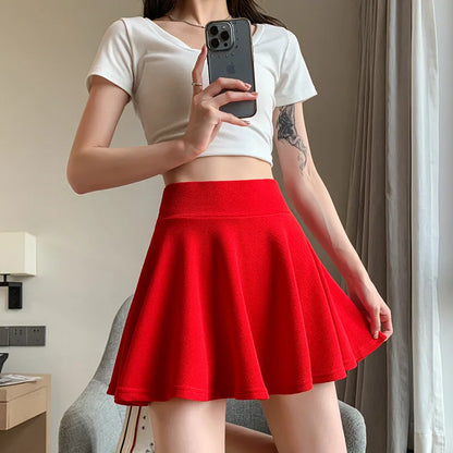 Korean Style High Waist Pleated Mini Skirt