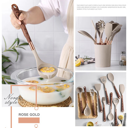 Rose Gold Silicone Cooking Utensils Set