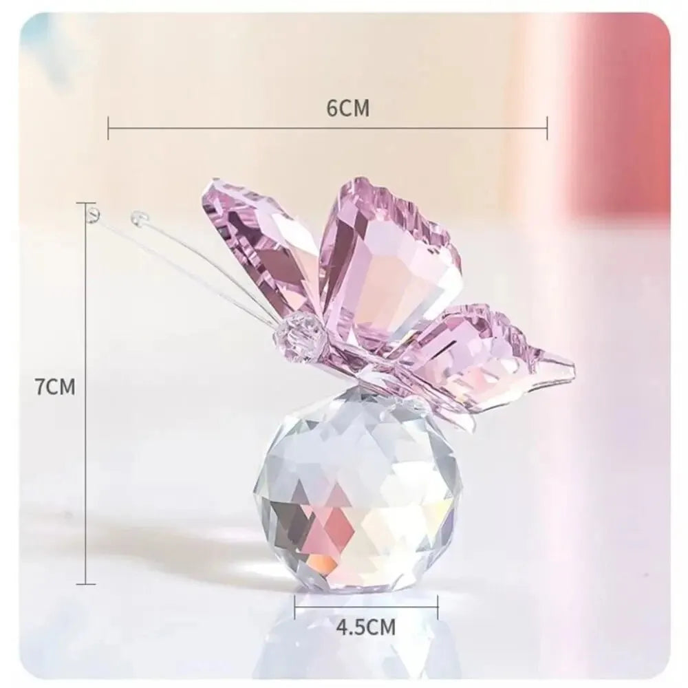 Crystal Butterfly with Ball Figurine Home Decoration