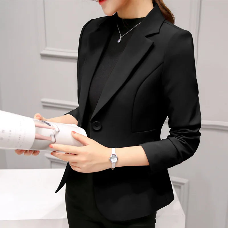 Women's Red Long Sleeve Slim Office Blazer