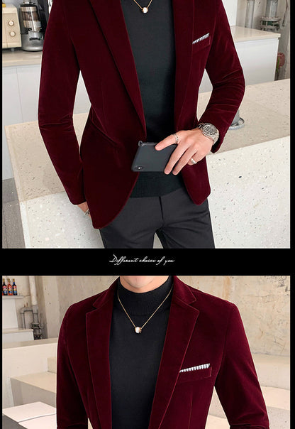 Men's American Style Velvet Blazer