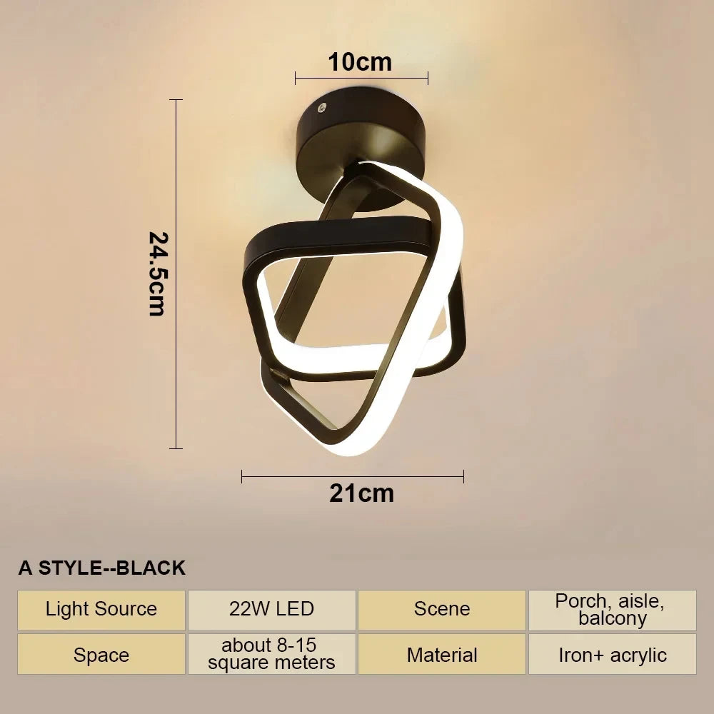 Plafonnier LED carré et double anneau