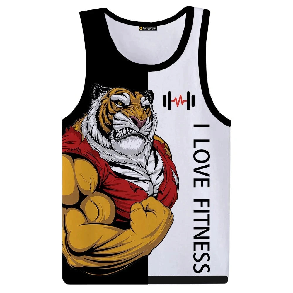 Men 3D Animal Print Sleeveless Tank Top