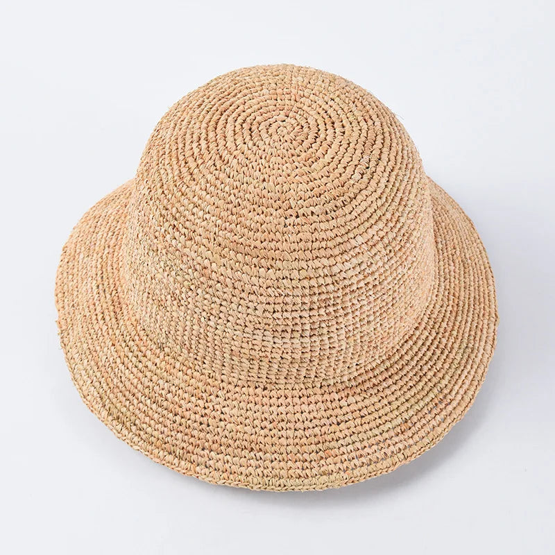 Women's Beach Sun Floppy Fisherman Crochet Straw Hat