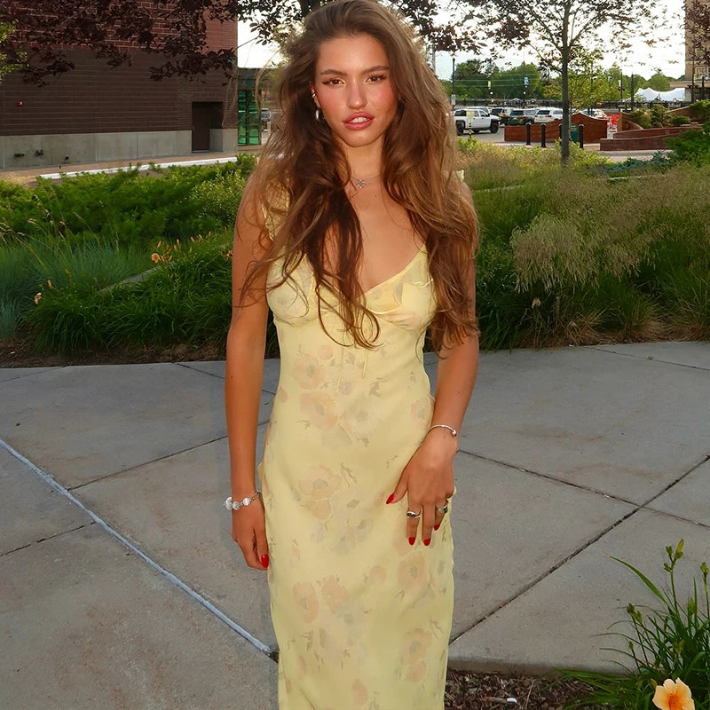 Women's Off Shoulder Floral Printed Ruffle Maxi Dresses