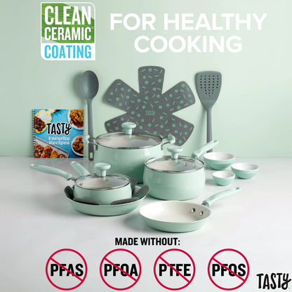 Batterie de cuisine en céramique antiadhésive en aluminium de 16 pièces