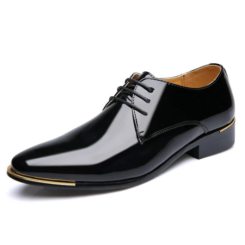 Chaussures habillées italiennes Oxford en cuir verni pour hommes