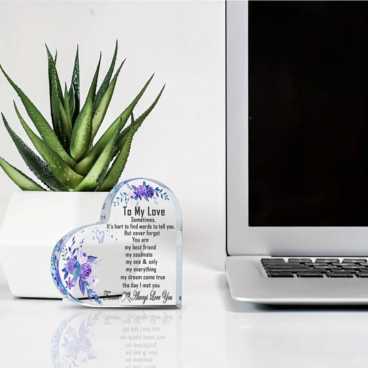 Plaque acrylique en forme de cœur de Noël