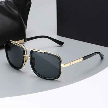 Lunettes de soleil carrées miroir de luxe pour hommes 