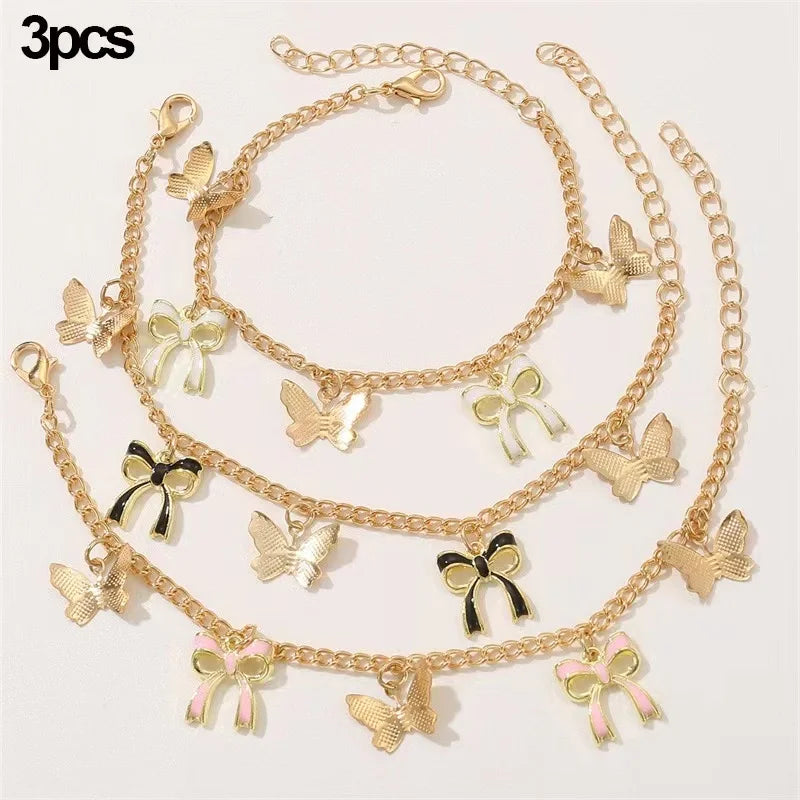 Bracelet de cheville unisexe rétro à deux paillettes pour l'été