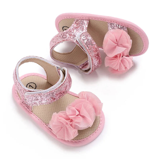 Sandales à fleurs à semelle souple pour bébé fille