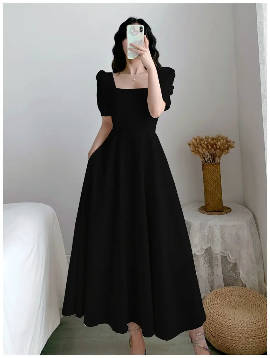 Summer OL Square Neck Dress