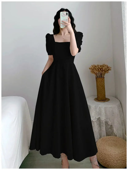 Summer OL Square Neck Dress