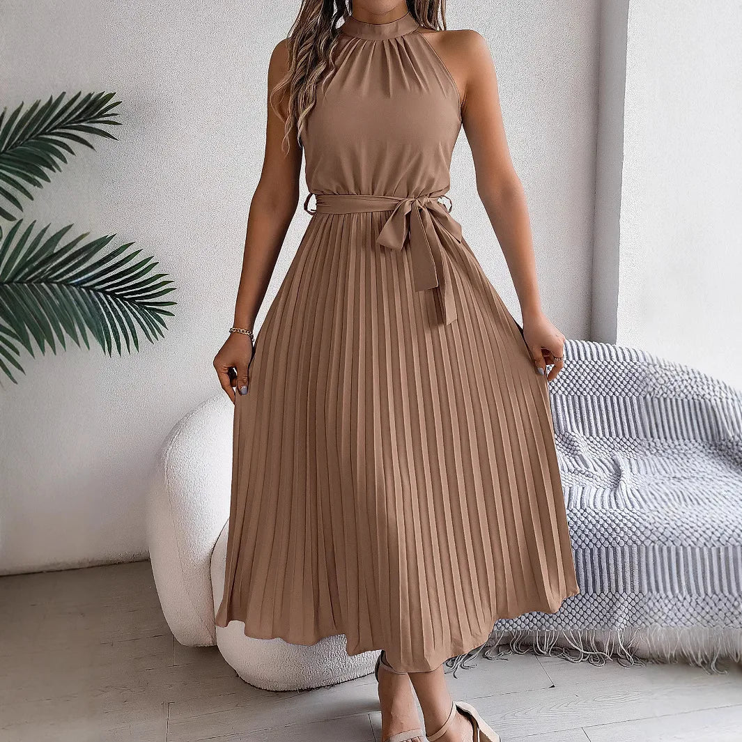 Sleeveless Pleated Midi Dress