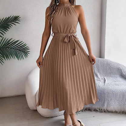 Sleeveless Pleated Midi Dress