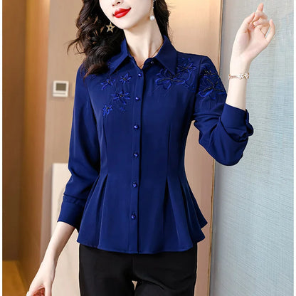 Embroidered Office Lady Blouse