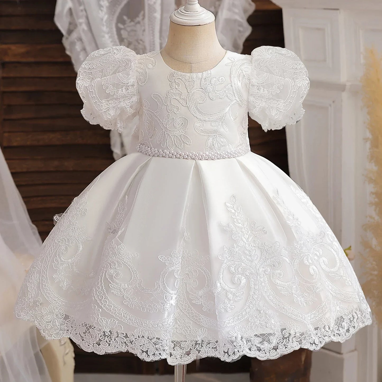 Robe d'anniversaire pour bébé fille – Costume pour enfants avec perles de fleurs