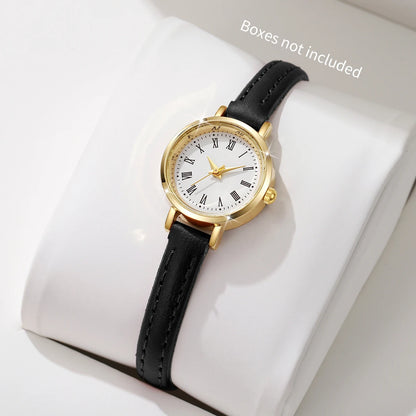 Montres-bracelets en cuir à quartz à petit cadran pour femmes
